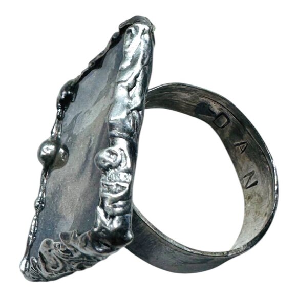 Handcrafted Artisan Silver & Glass Statement Ring Abstract Woman Portrait Design - Picture 13 of 17